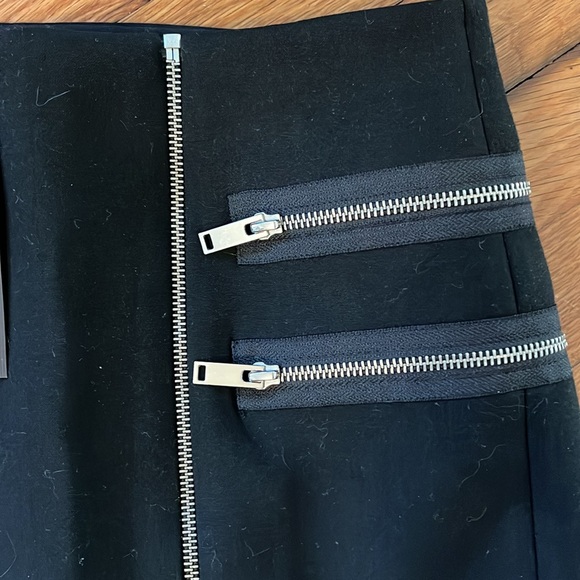 New ZARA Midi Zipper Skirt Black Medium - Picture 5 of 7